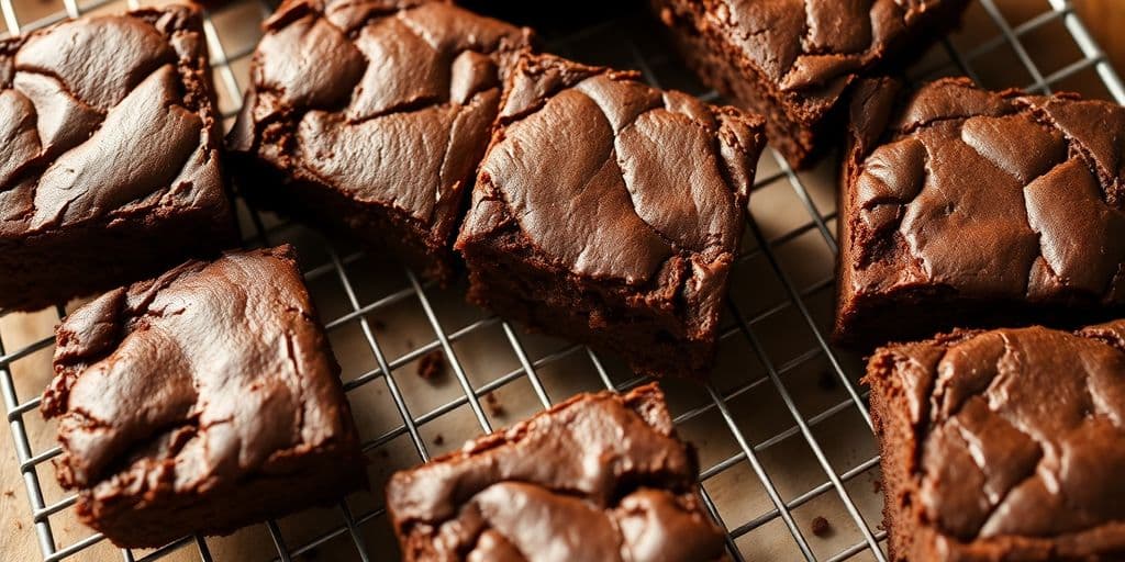 Perfectly textured gluten-free brownies on a cooling rack.