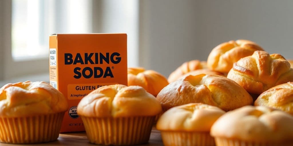 Baking soda box and gluten-free pastries.