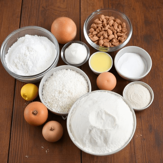 Colorful ingredients for healthier baking on a wooden table.